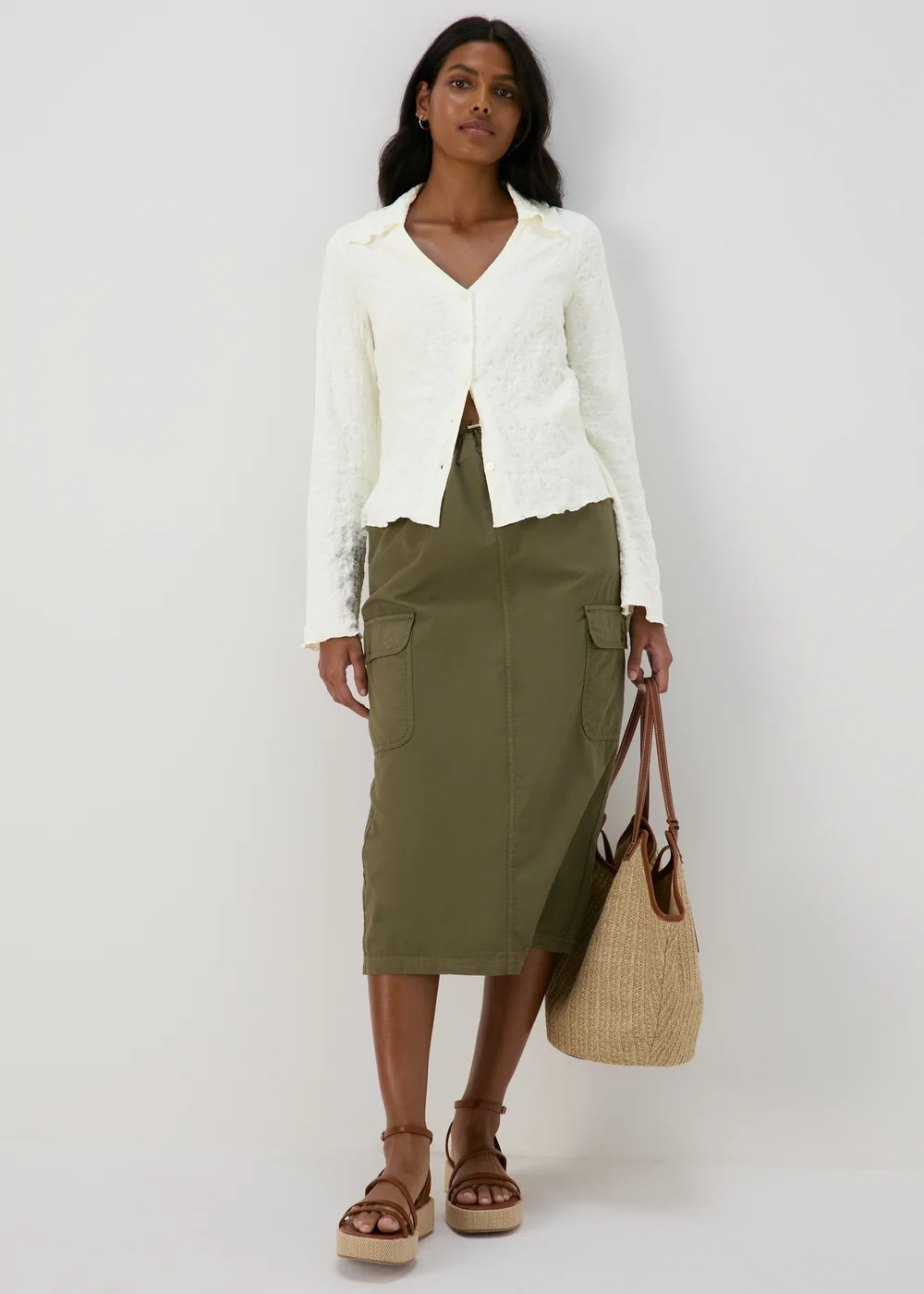 Ivory Plain Textured Shirt - Size 8 Image 1