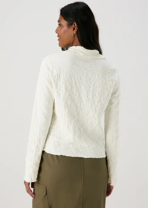 Ivory Plain Textured Shirt - Size 8 Image 2