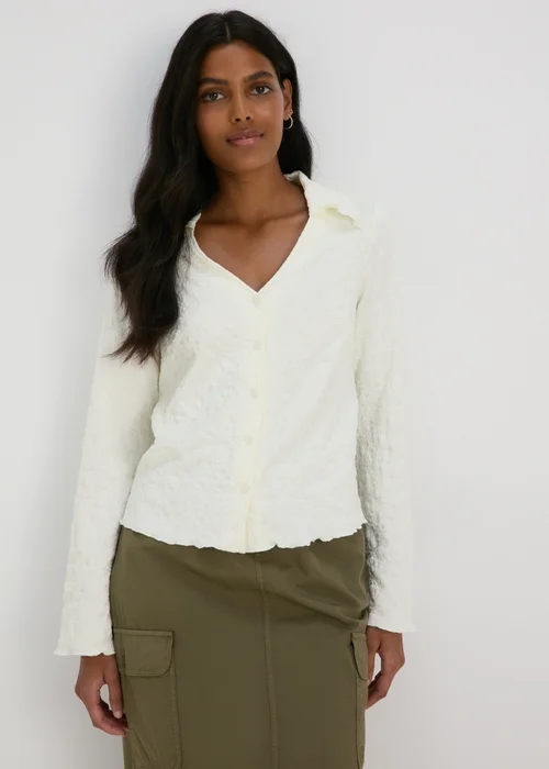 Ivory Plain Textured Shirt - Size 8 Image 4