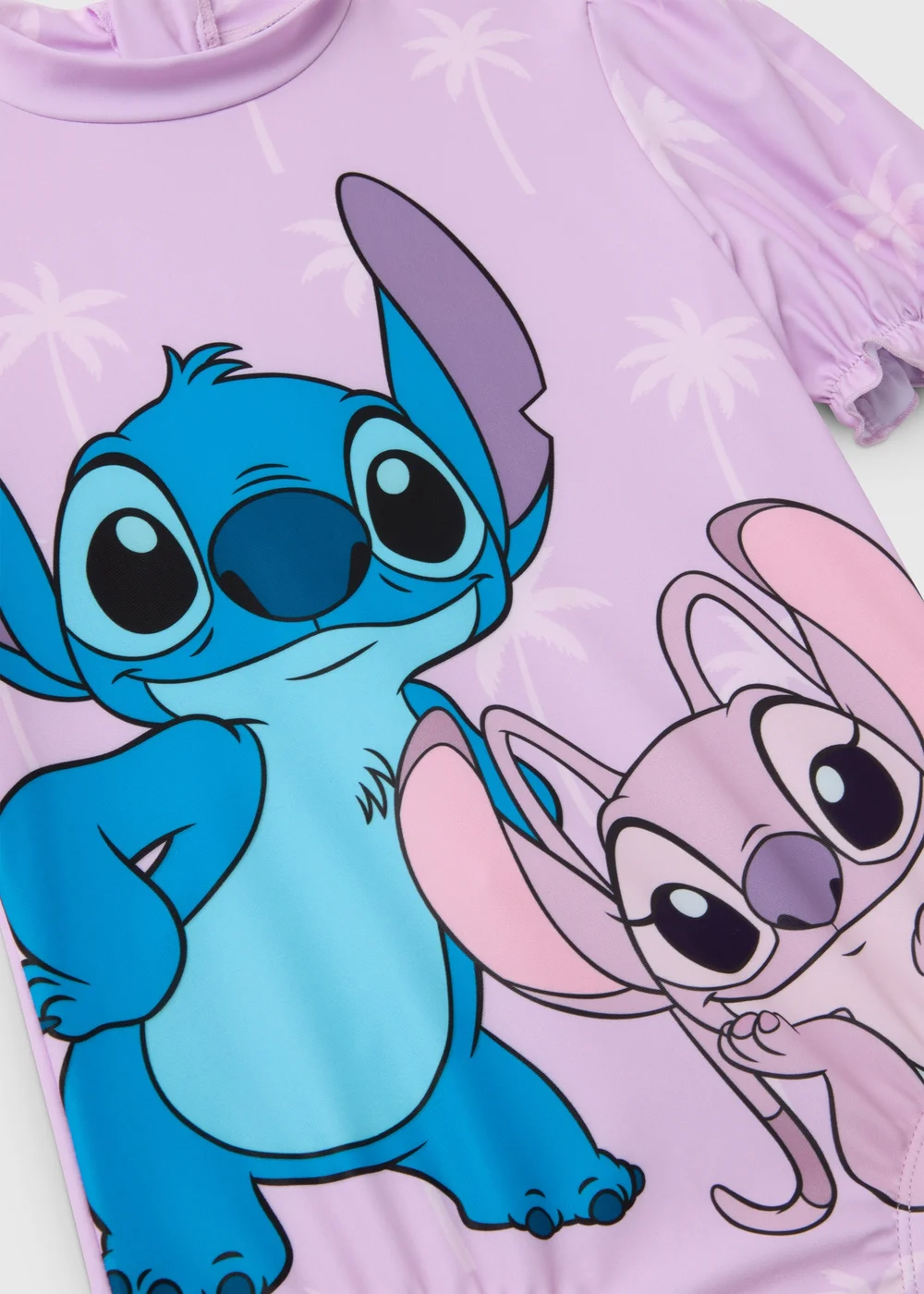 Disney Girls Lilac Lilo & Stitch Puff Sleeve Swimsuit (1-7yrs) - 1-1.5 Yrs Image 2