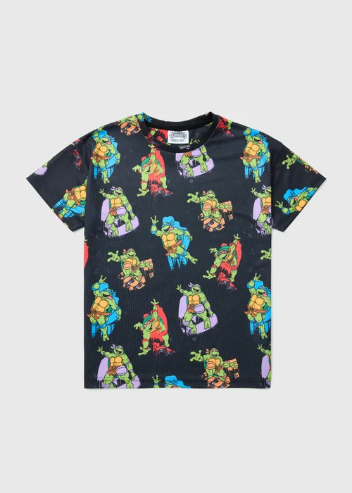 Boys Turtles Black Airtex T-Shirt (5-12yrs) - Age 5 Years Image 1