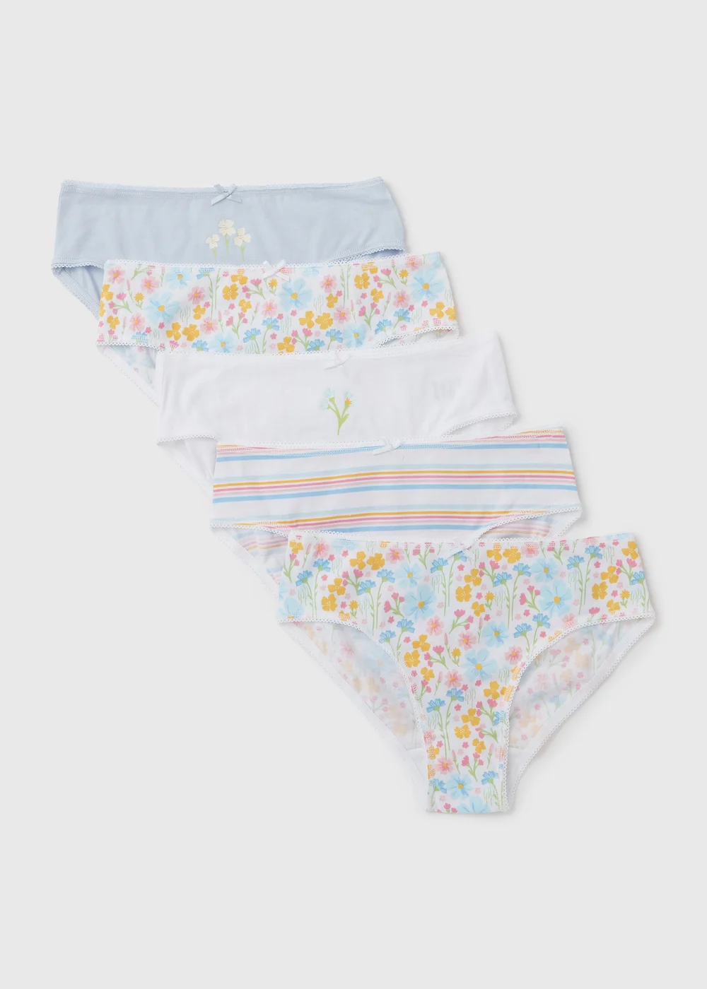 5 Pack Multicoloured Floral Design Briefs (2-13yrs) - 2-3 Yrs Image 1