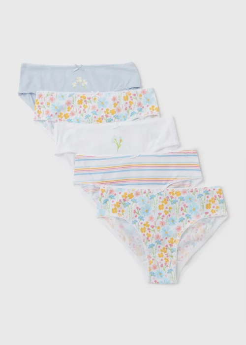 5 Pack Multicoloured Floral Design Briefs (2-13yrs) - 2-3 Yrs Image 1
