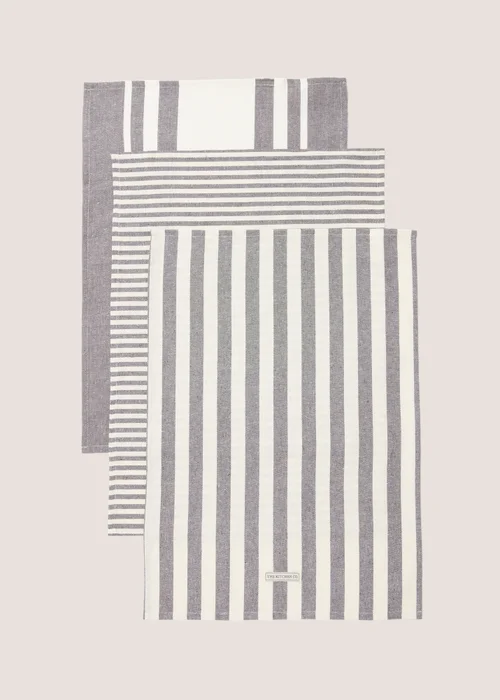 Kitchen Co 3 Pack Grey Textile Tea Towels Image 1