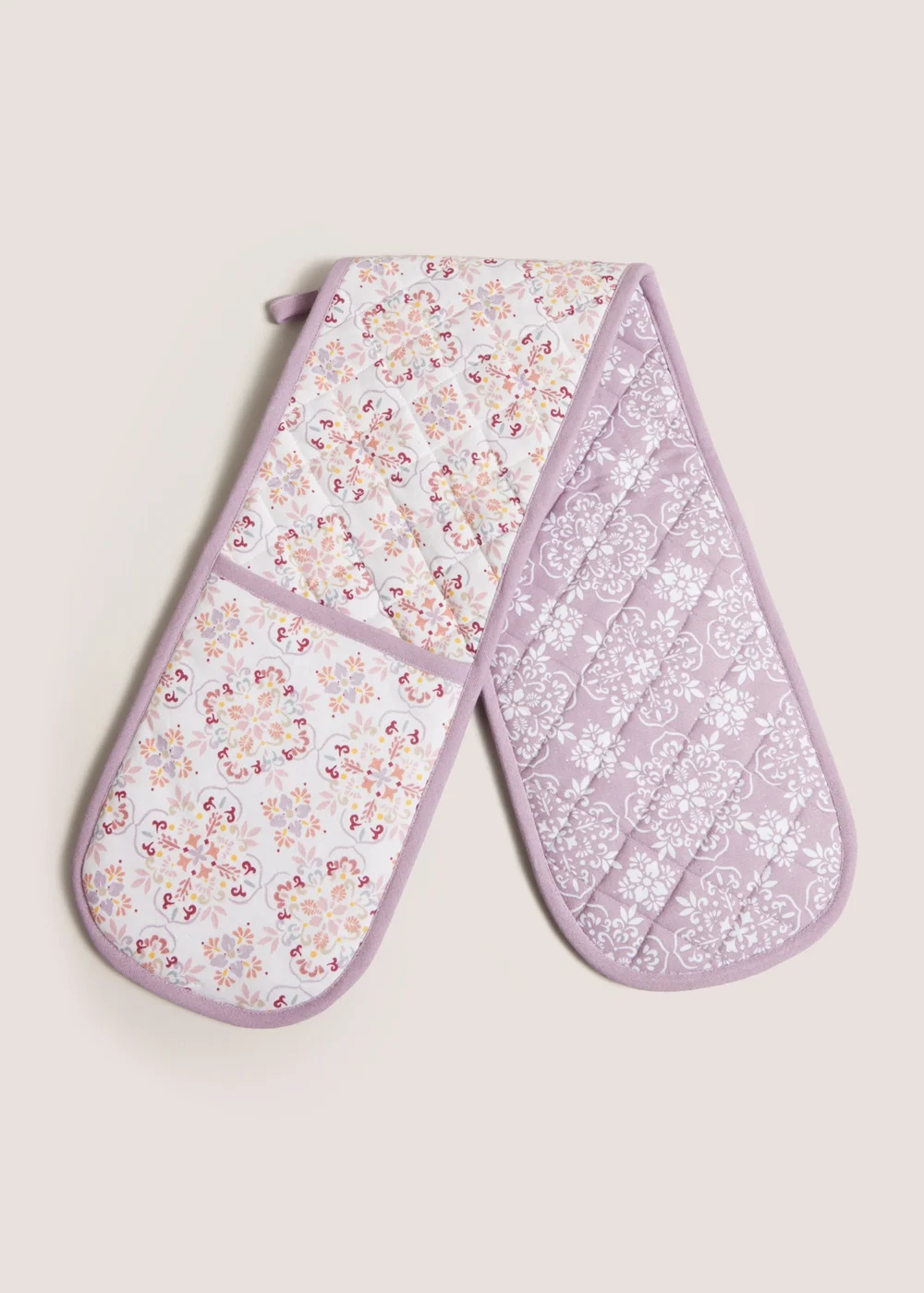 Pink Patterned Oven Mitts (19x90cm) Image 1