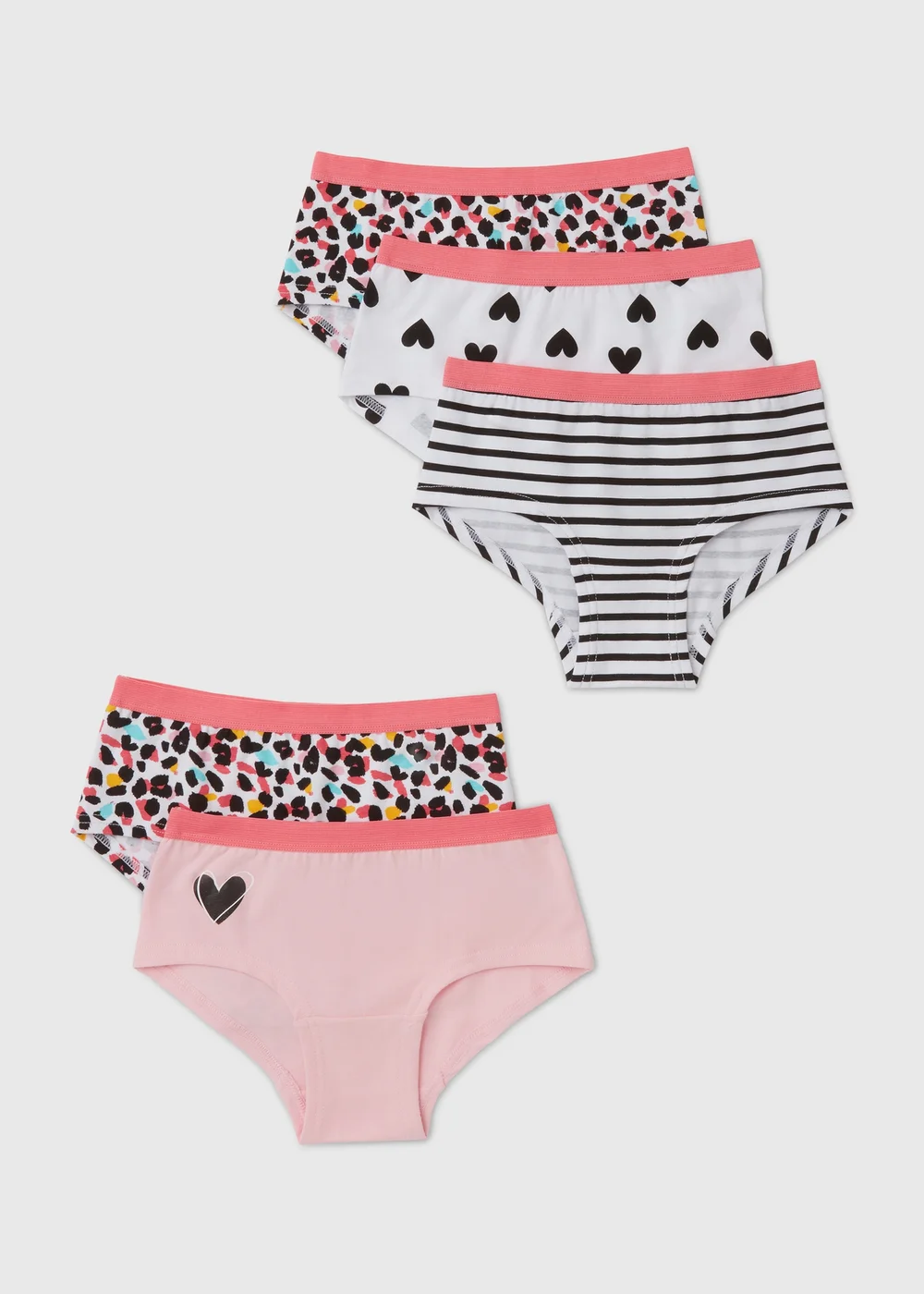 Girls 5 Pack Multicolour Hipsters Leopard Print Knickers (6-13yrs) - 6-7 Yrs Image 1