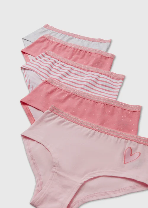 Girls 5 Pack Pink Hipsters Knickers (6-13yrs) - Age 6 - 7 Years Image 2