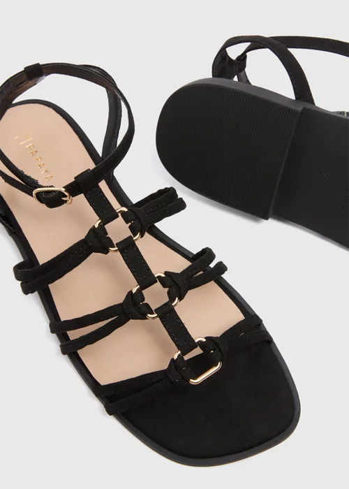 Black Flat Gladiator Strappy Sandals - 7 Image 2