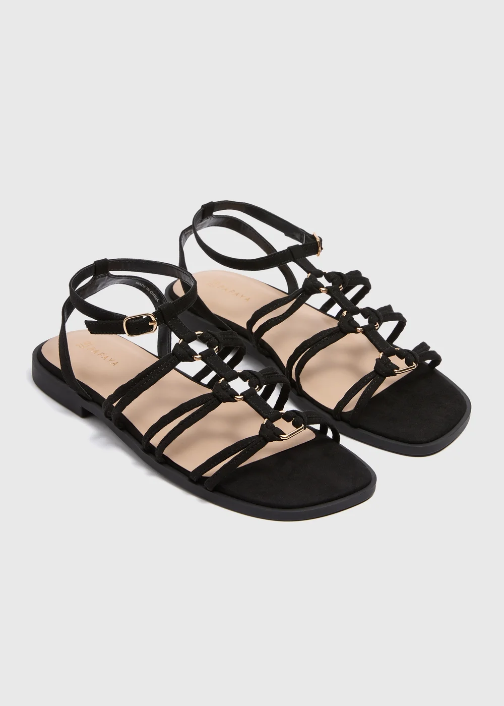 Black Flat Gladiator Strappy Sandals - 7 Image 1