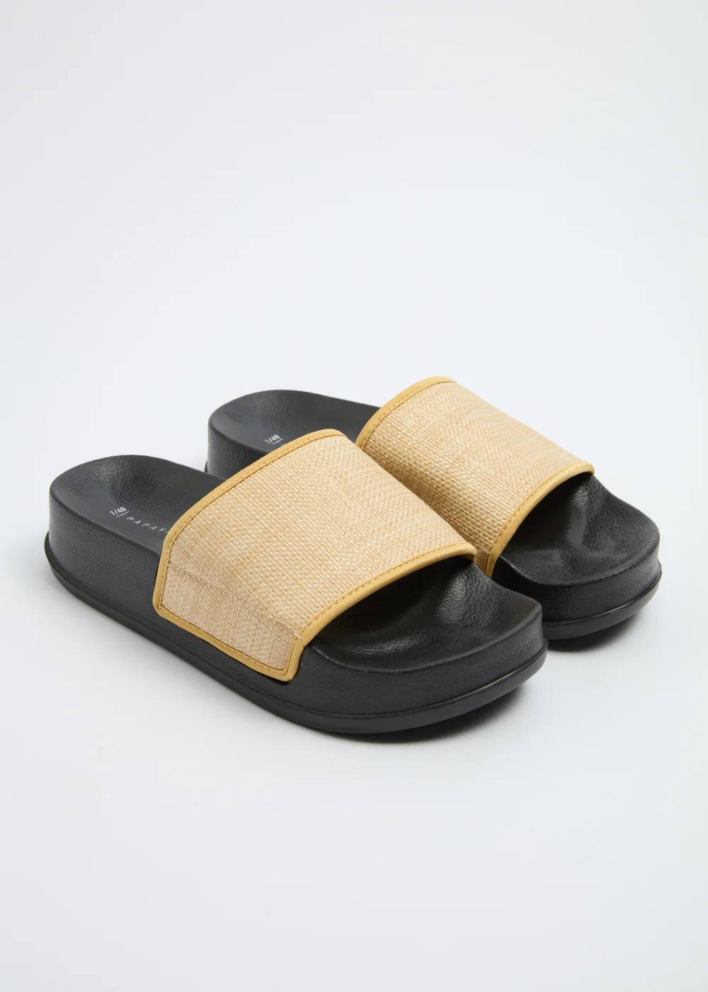 Natural Raffia Flatform Slider - 3 Image 1