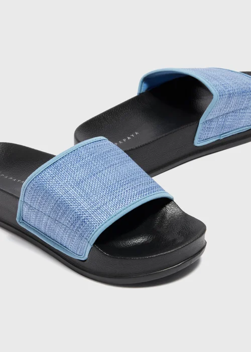 Blue Raffia Flatform Sliders - 7 Image 2