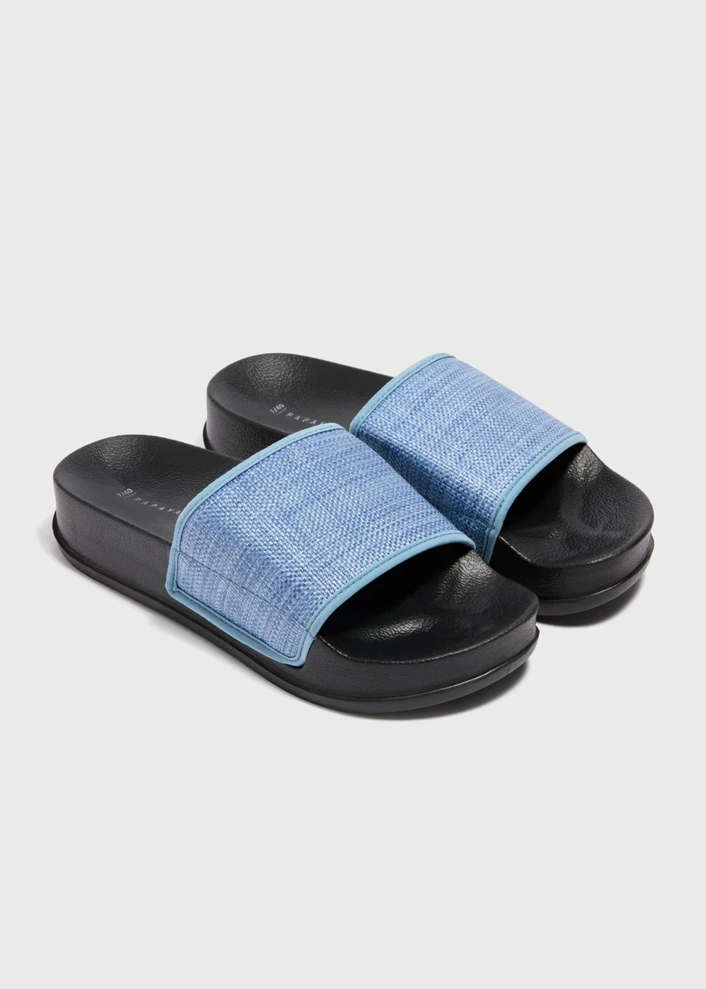 Blue Raffia Flatform Sliders - 7 Image 1