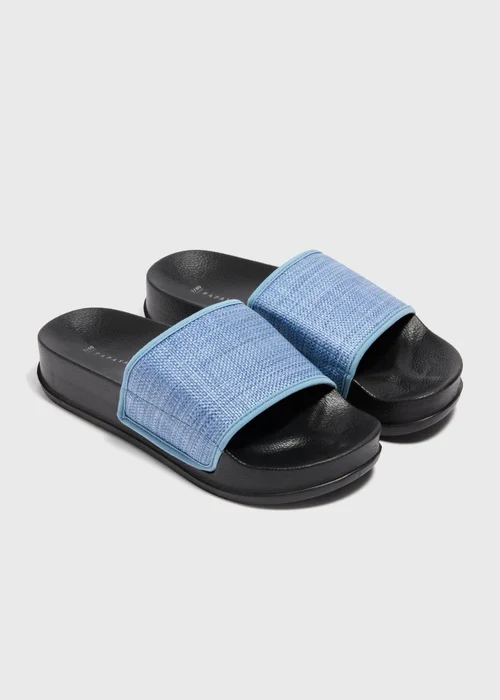 Blue Raffia Flatform Sliders - 7 Image 1