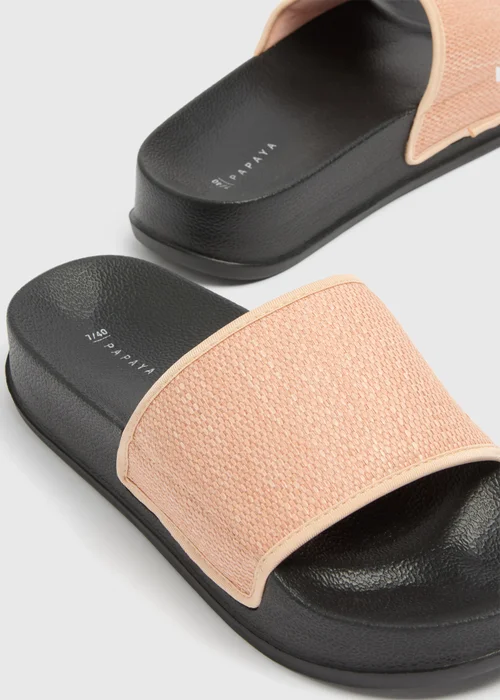 Coral Raffia Platform Sliders - 3 Image 2