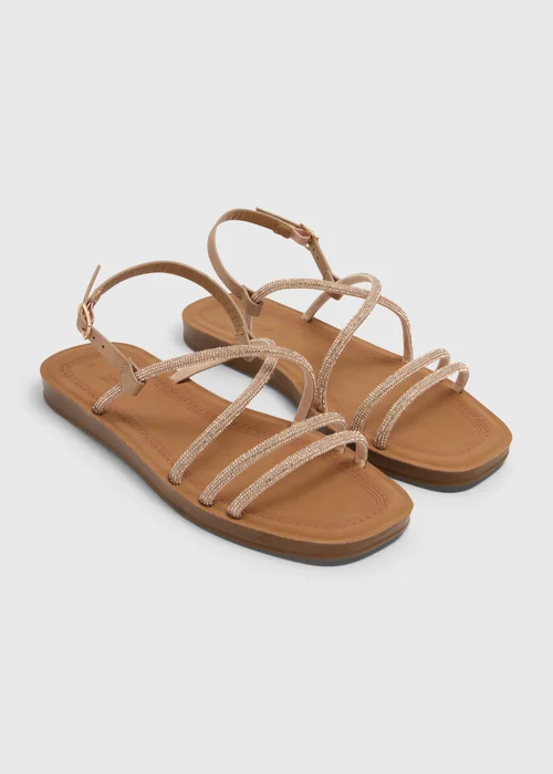 Soleflex Nude Diamante Sandals - 3 Image 1