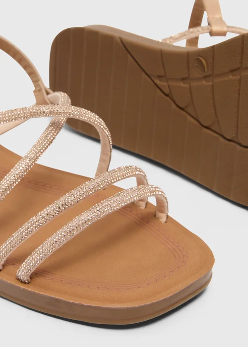 Soleflex Nude Diamante Sandals - 3 Image 2