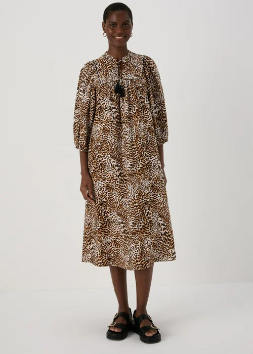 Brown Animal Print Boho Midi Dress - 8 Image 4