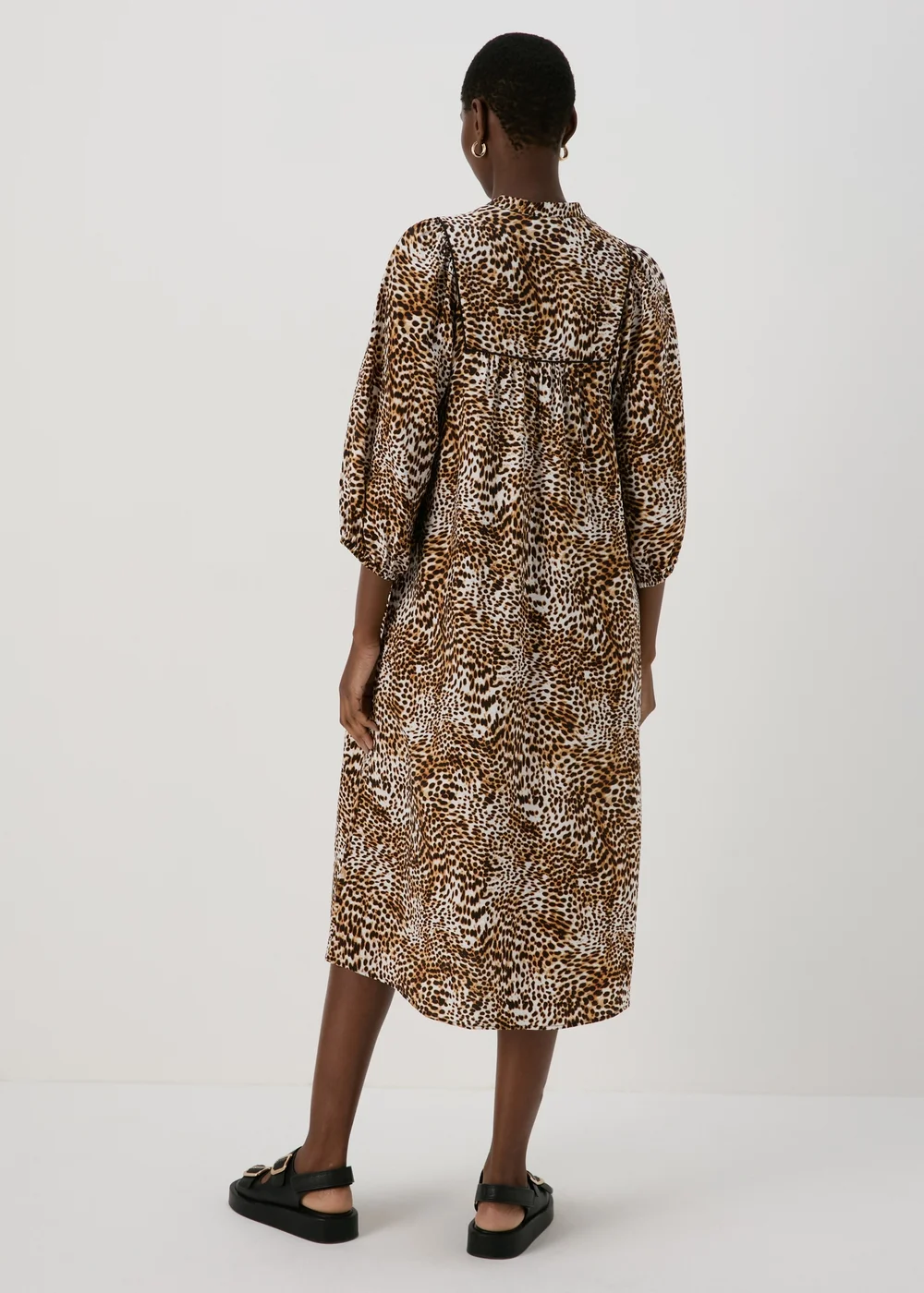 Brown Animal Print Boho Midi Dress - 8 Image 2