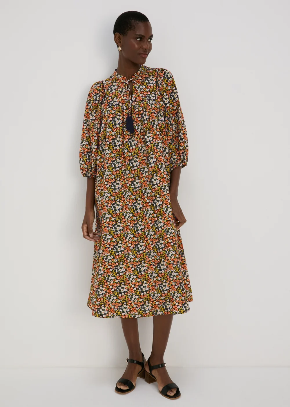 Multicolour Ditsy Airflow Midi Dress - 8 Image 1