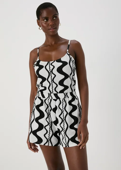 Black Mono Print Co Ord Shorts - 8 Image 1