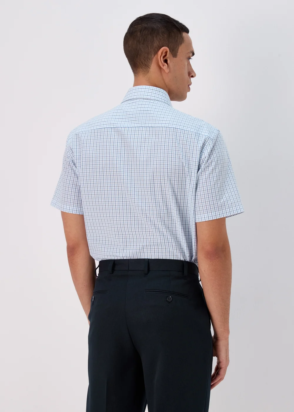 Taylor & Wright White Blue Check Shirt - Small Image 2