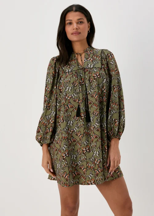 Papaya Khaki Butterfly Print Boho Airflow Mini Dress - 8 Image 1