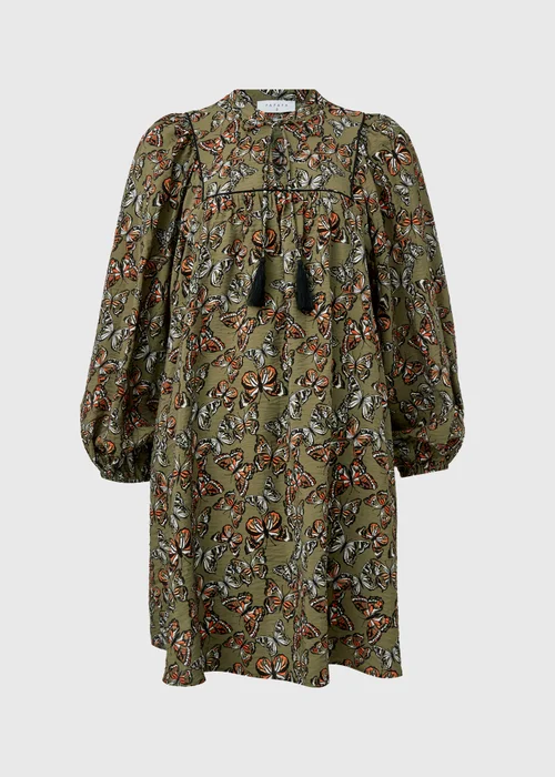 Papaya Khaki Butterfly Print Boho Airflow Mini Dress - 8 Image 5