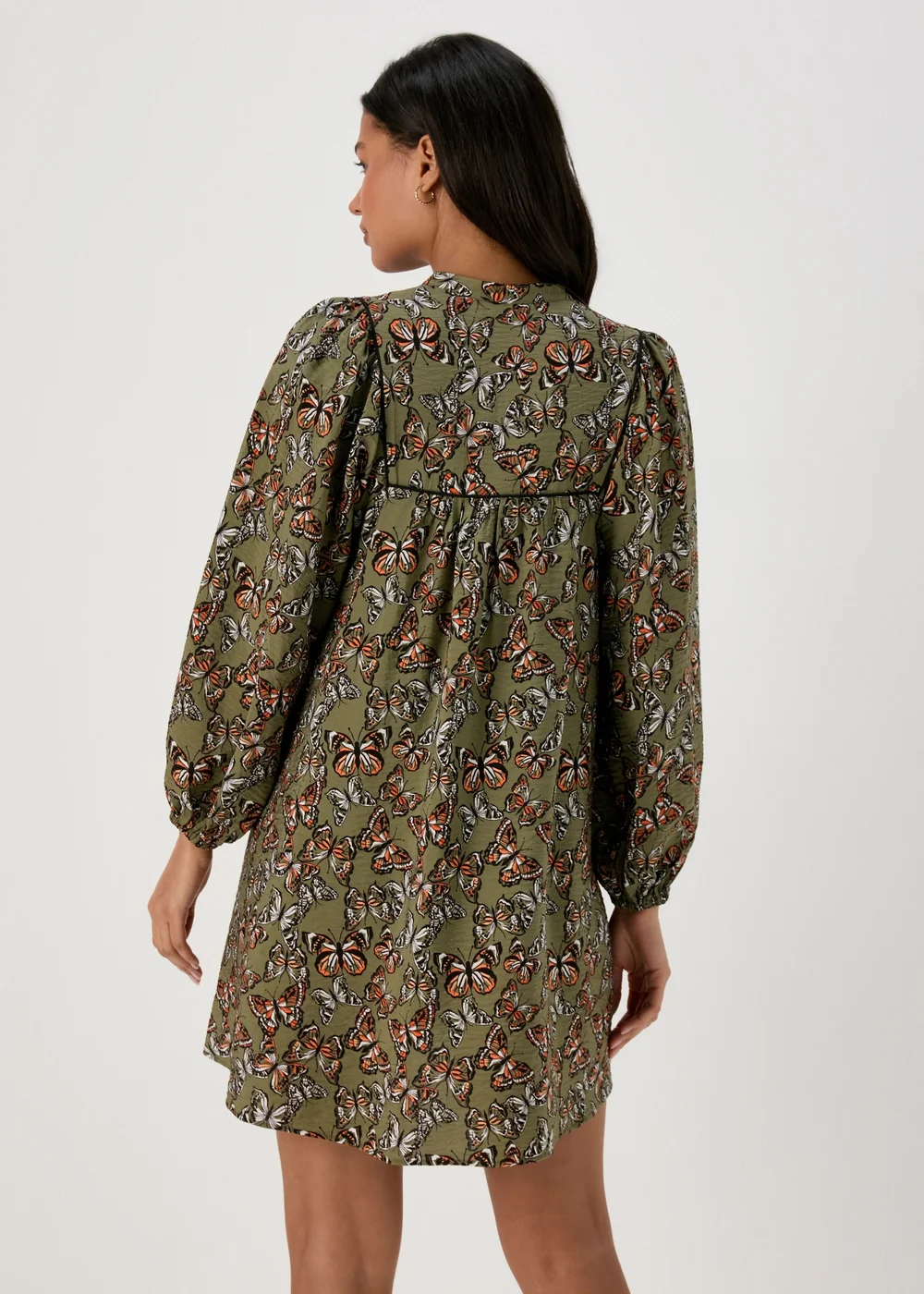 Papaya Khaki Butterfly Print Boho Airflow Mini Dress - 8 Image 2