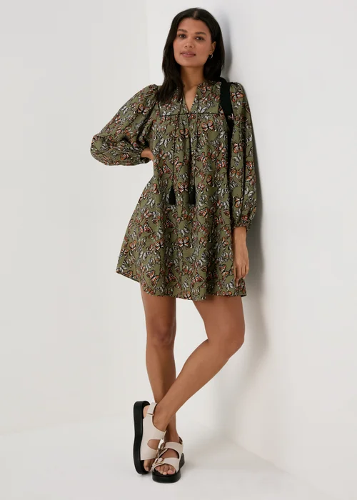 Papaya Khaki Butterfly Print Boho Airflow Mini Dress - 8 Image 4
