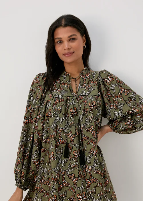 Papaya Khaki Butterfly Print Boho Airflow Mini Dress - 8 Image 3