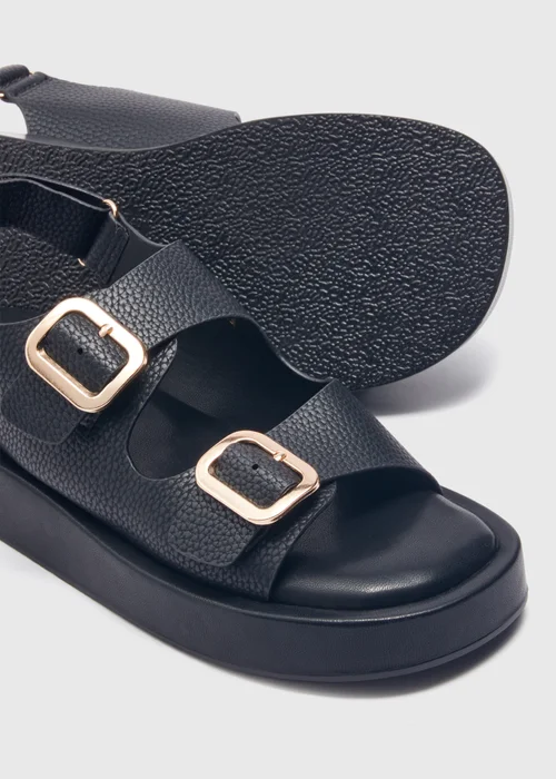 Black Double Buckle Chunky Sandals - Size 3 Image 2