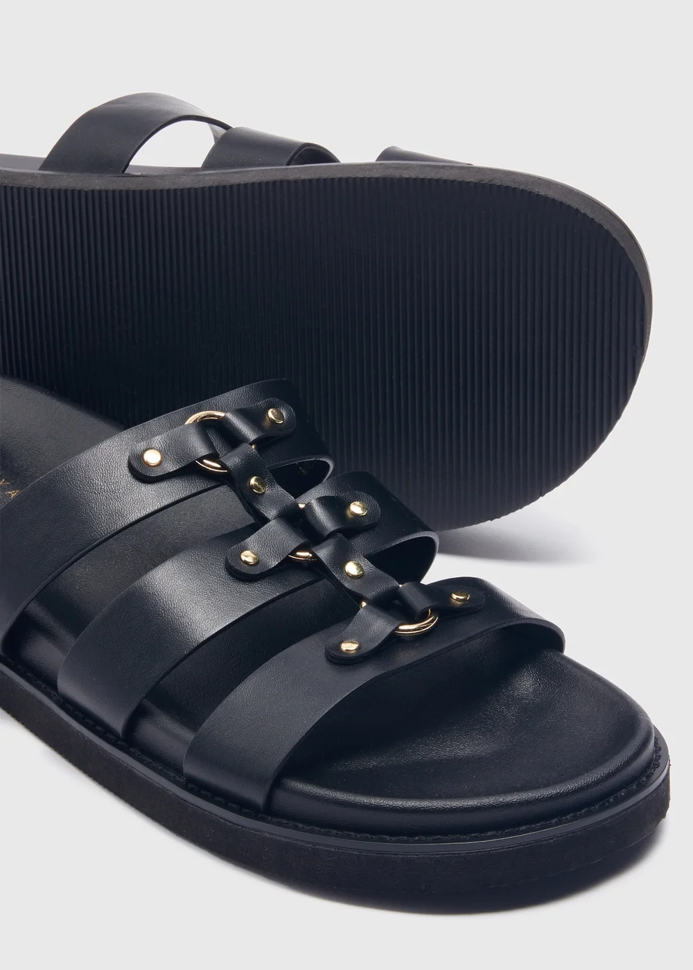 Black Stud Fashion Footbed Sandals - Size 3 Image 2