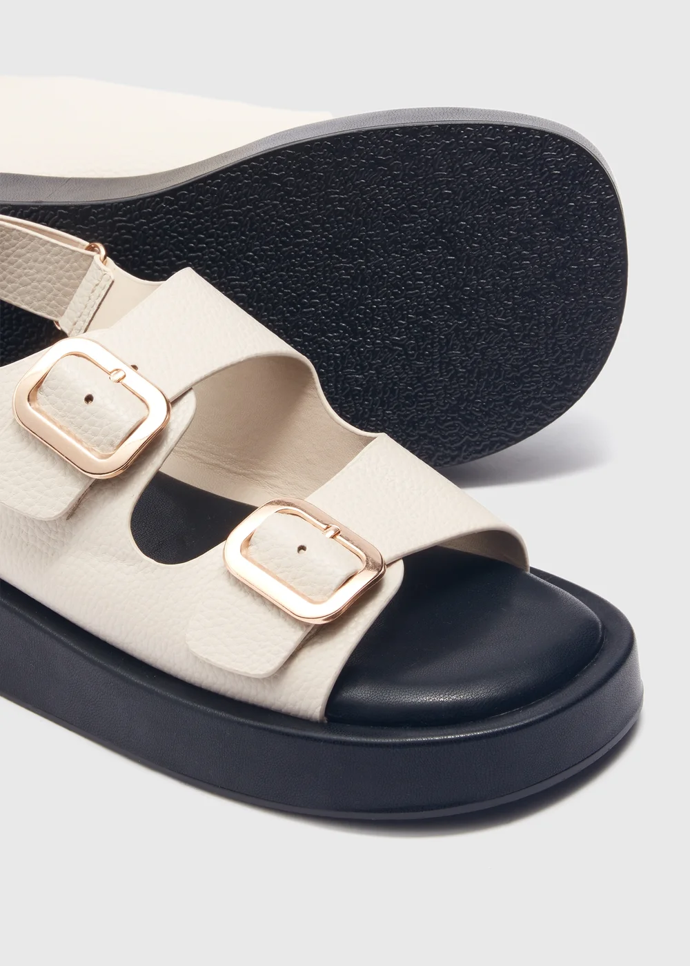 Stone Double Buckle Chunky Sandals - Size 3 Image 2