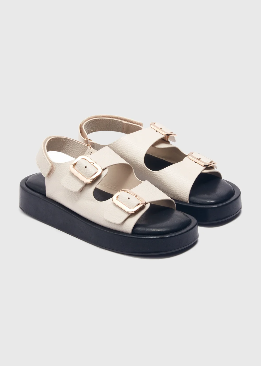 Stone Double Buckle Chunky Sandals - Size 3 Image 1