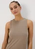 Taupe Racer Ribbed Midi Dress - 8 Image 5