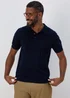 Navy Pointelle Smart Knitted Polo - S Image 1