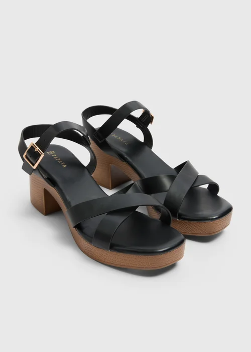 Black Strappy Platform Heels - 3 Image 1
