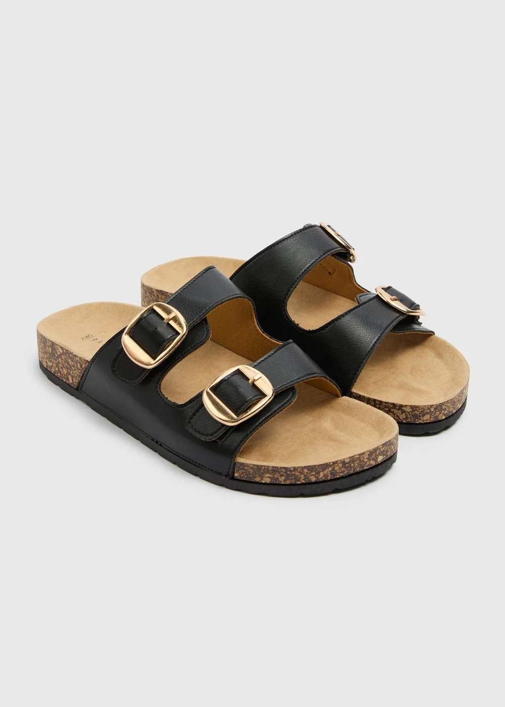 Black Double Buckle Footbed Sandals - Size 3 Image 1