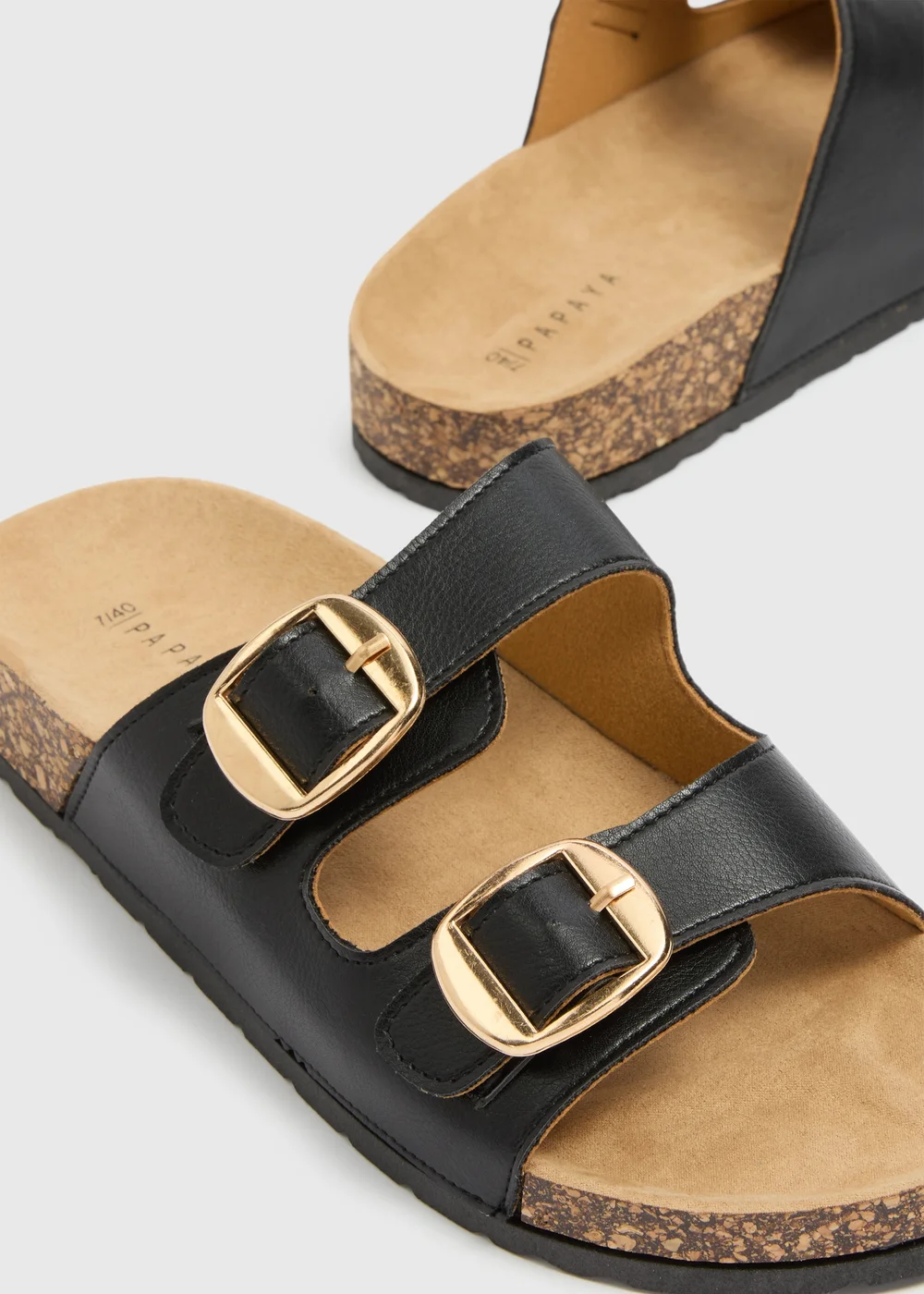 Black Double Buckle Footbed Sandals - Size 3 Image 2
