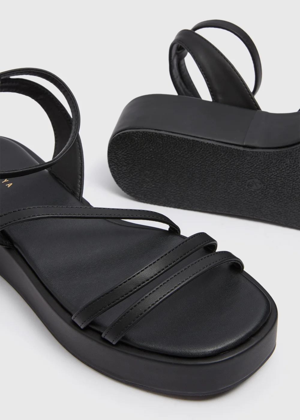 Black Strappy Platform Sandals - Size 3 Image 2