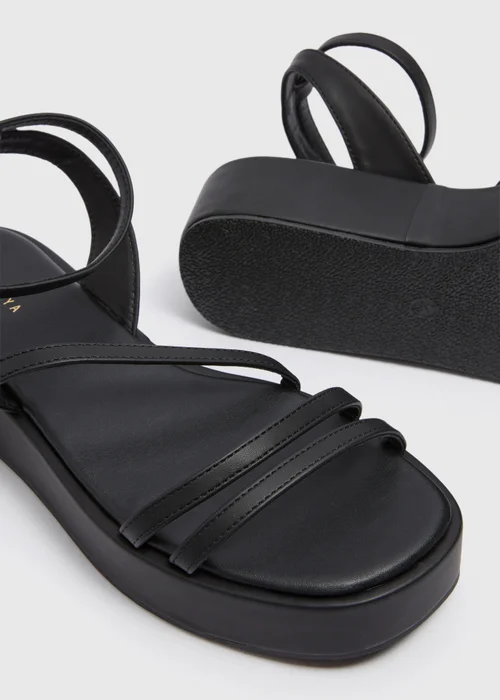 Black Strappy Platform Sandals - Size 3 Image 2