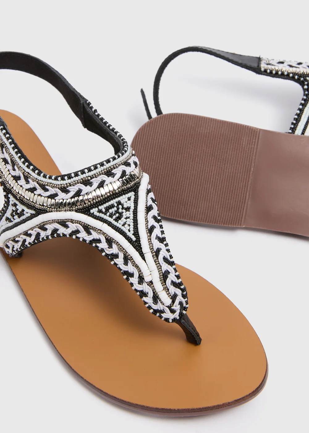 Black Leather Open Toe Sandals - Size 3 Image 2