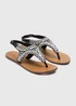 Black Leather Open Toe Sandals - Size 3 Image 1