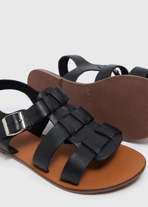 Black Gladiator Leather Sandals - Size 3 Image 2