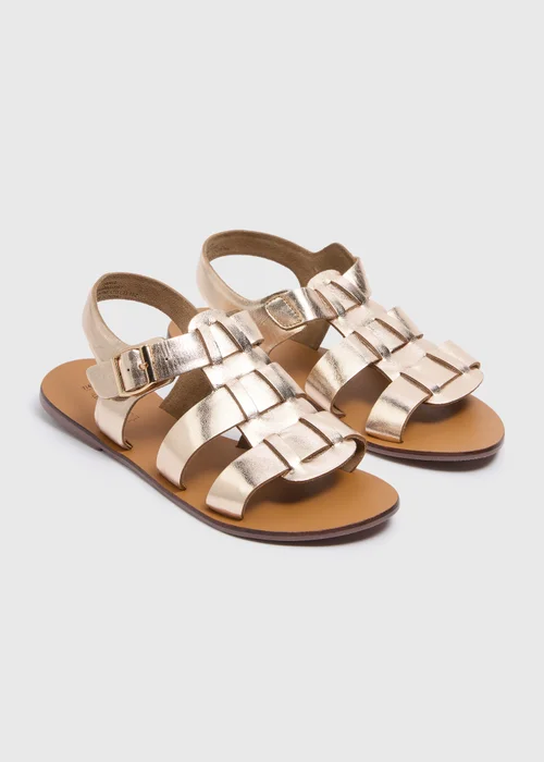 Gold Leather Gladiator Sandals - Size 3 Image 1
