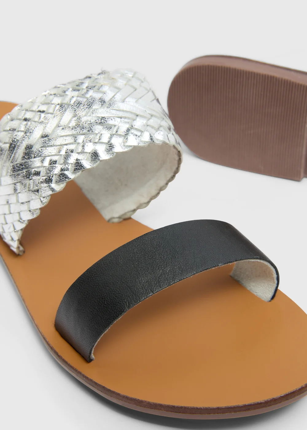 Silver Plaited Sandals - Size 3 Image 2