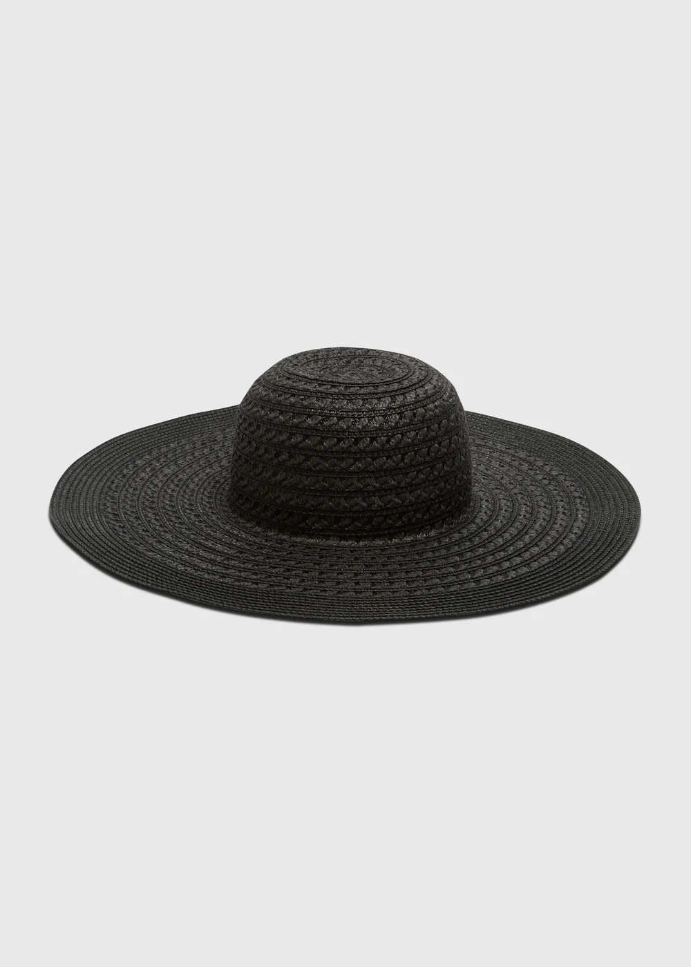 Black Straw Floppy Hat - One Size Image 1