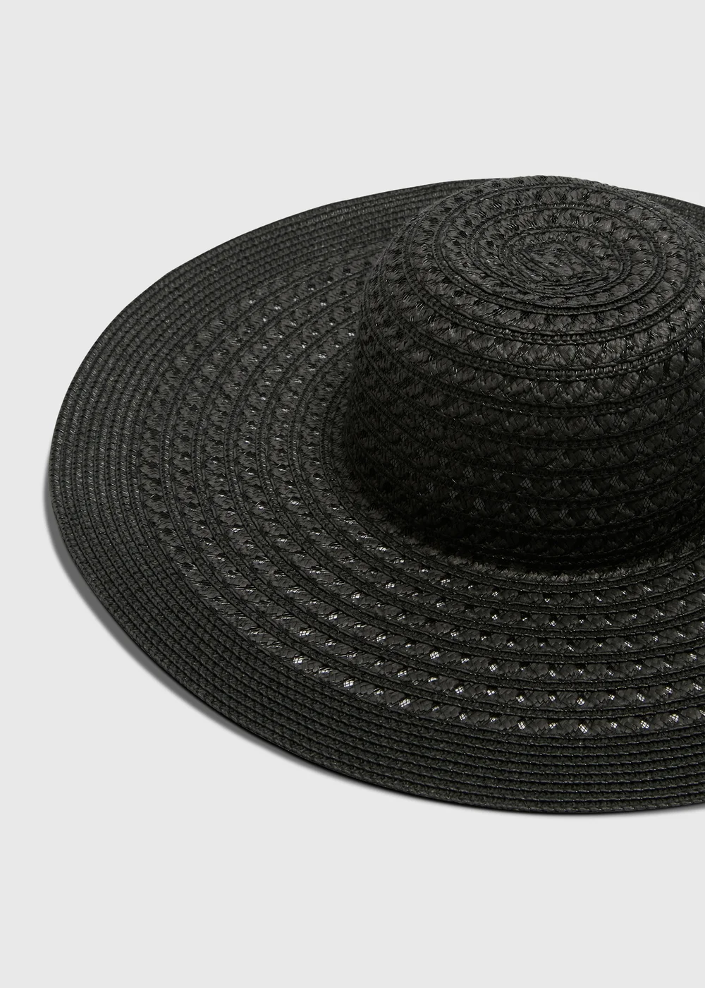 Black Straw Floppy Hat - One Size Image 2