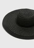Black Straw Floppy Hat - One Size Image 2