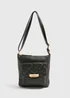Black PU Tumbled Messenger Bag - One Size Image 3